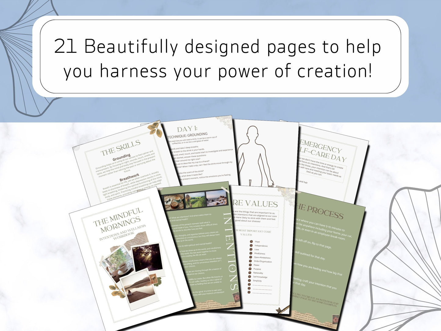 The Mindful Mornings: Intentions and Wellness Digital Workbook