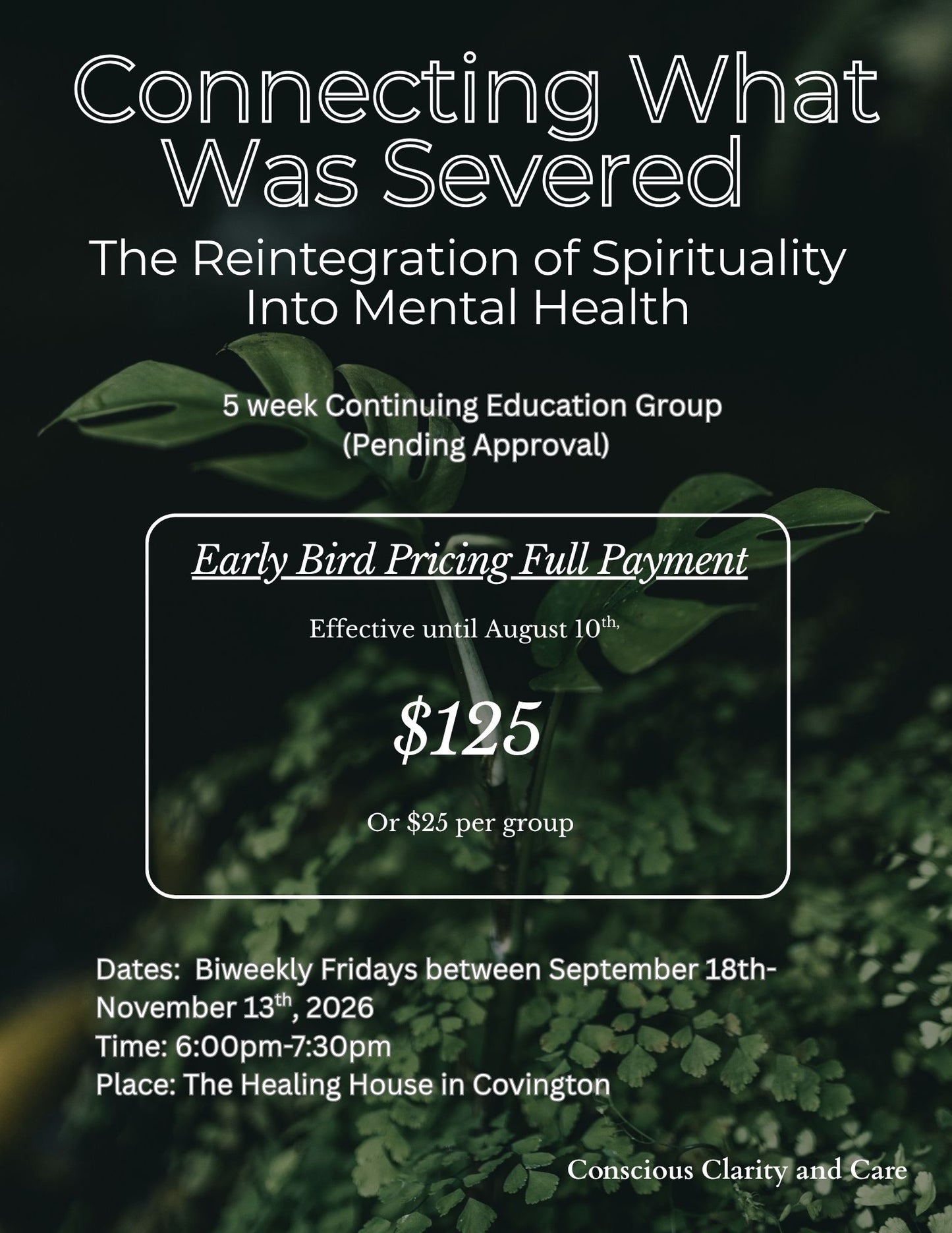 Connecting What was Severed: Early Bird Pricing-Full Payment