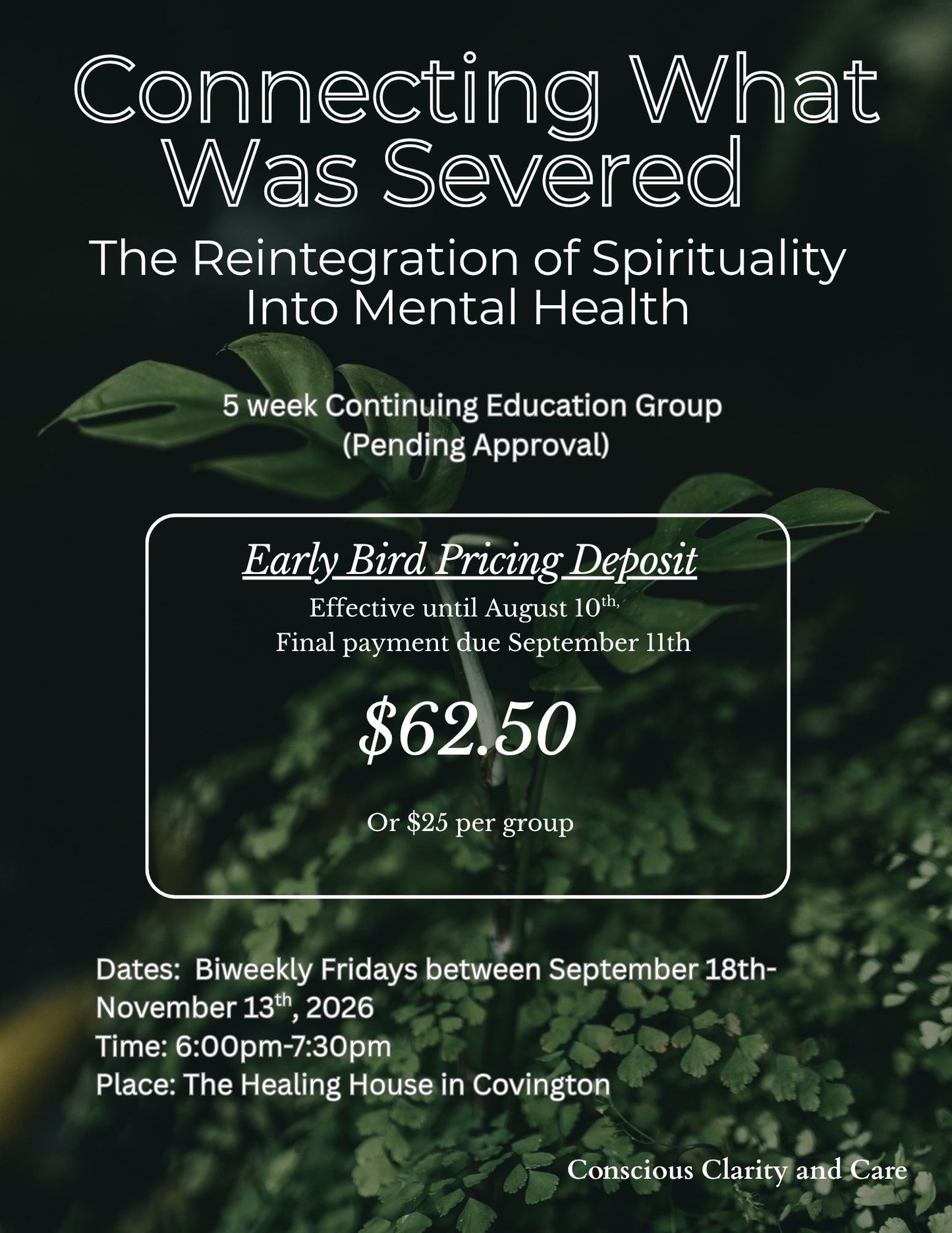 Connecting What was Severed: Early Bird Pricing-Deposit