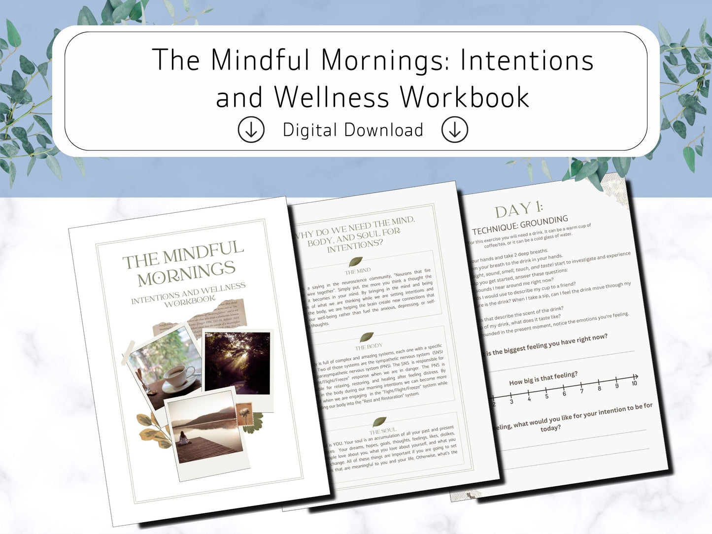 The Mindful Mornings: Intentions and Wellness Digital Workbook