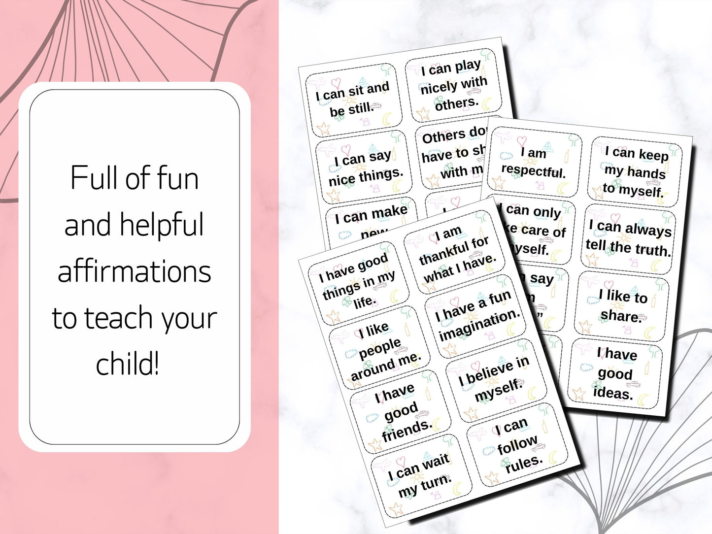 104 Positive Affirmation Cards for Kids- Digital PDF