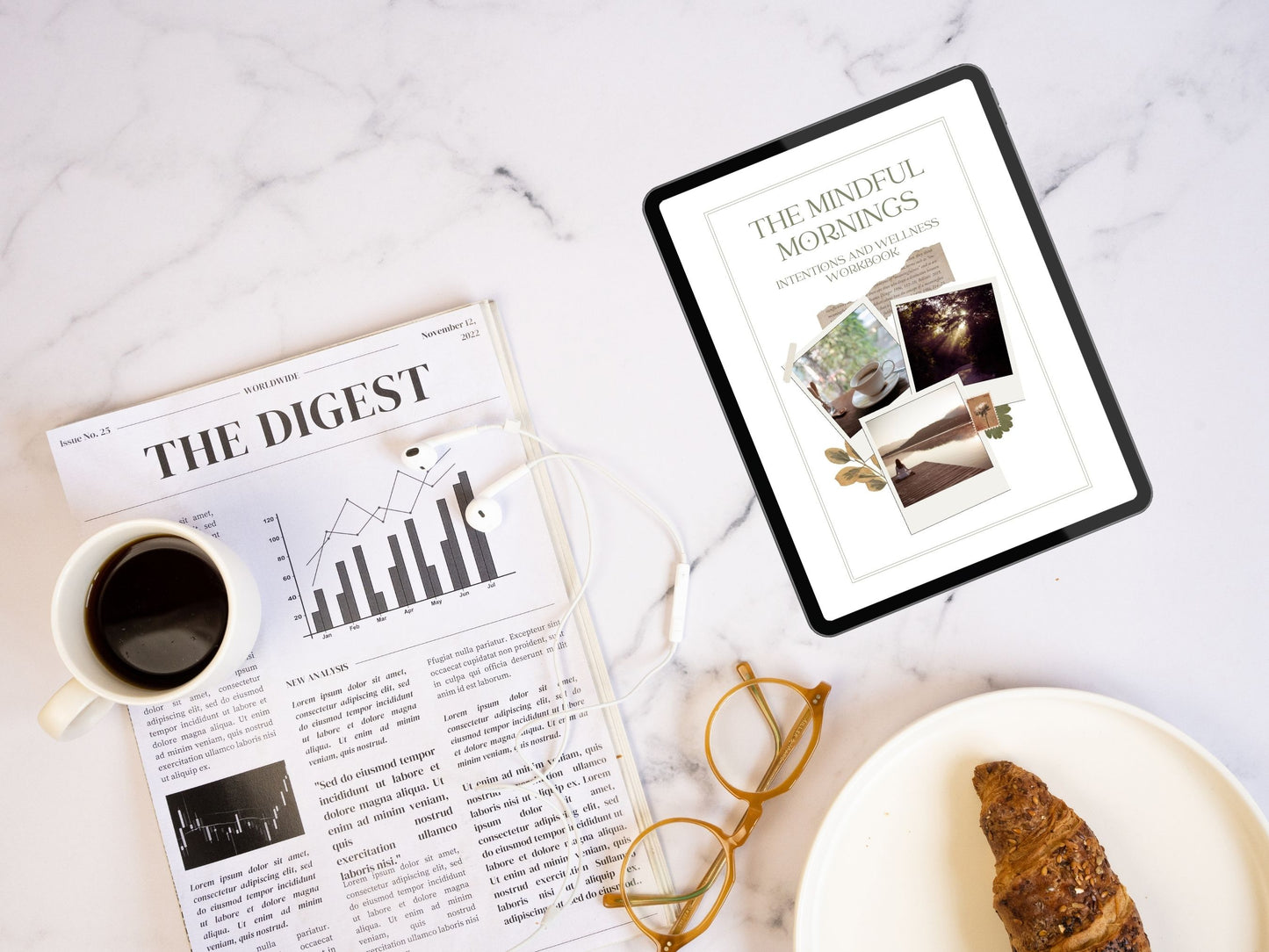 The Mindful Mornings: Intentions and Wellness Digital Workbook