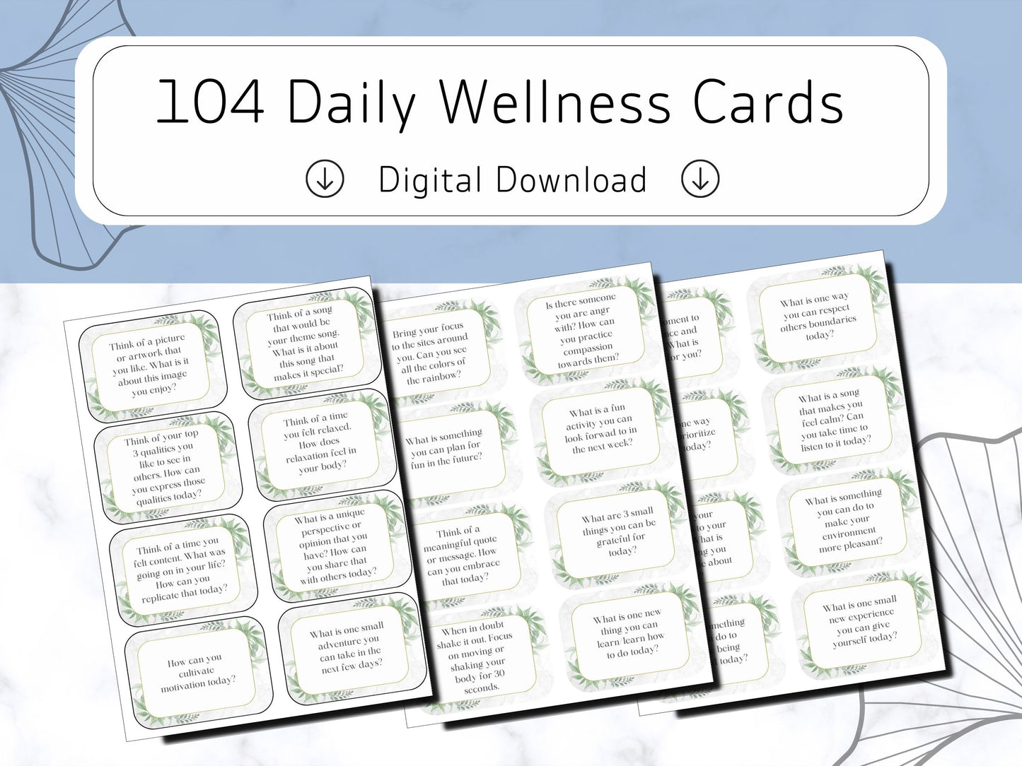 104 Daily Wellness Cards-Digital PDF